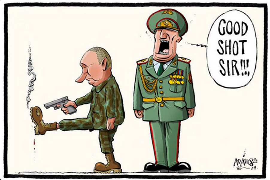 Pilapiirros Putinista. Kuvalähde: Twitter